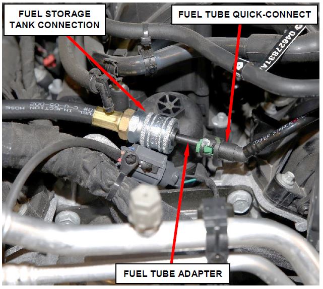 Figure 9 – Fuel Tube Adapter Connected (3.6L Shown 5.7L Similar)