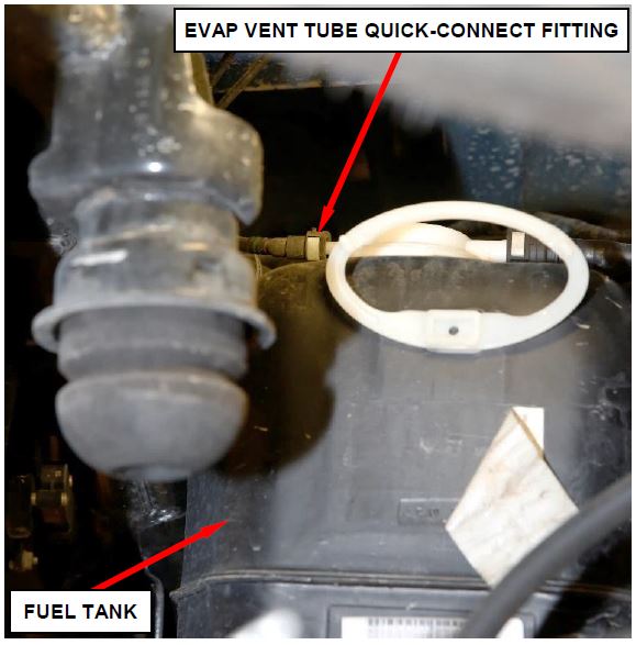 Figure 13 – EVAP Vent Tube Quick-Connect Fitting at Rear of Fuel Tank